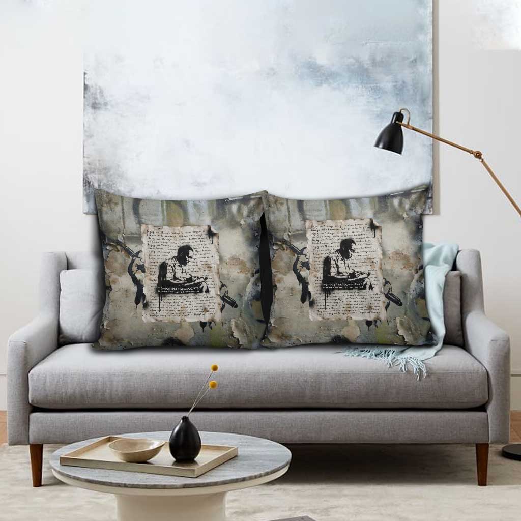 Ngugi wa Thiong O Pillow Cover Graffiti Resist Statement Ink Pen Revolution Fist Literary Activism - Wonder Print Shop