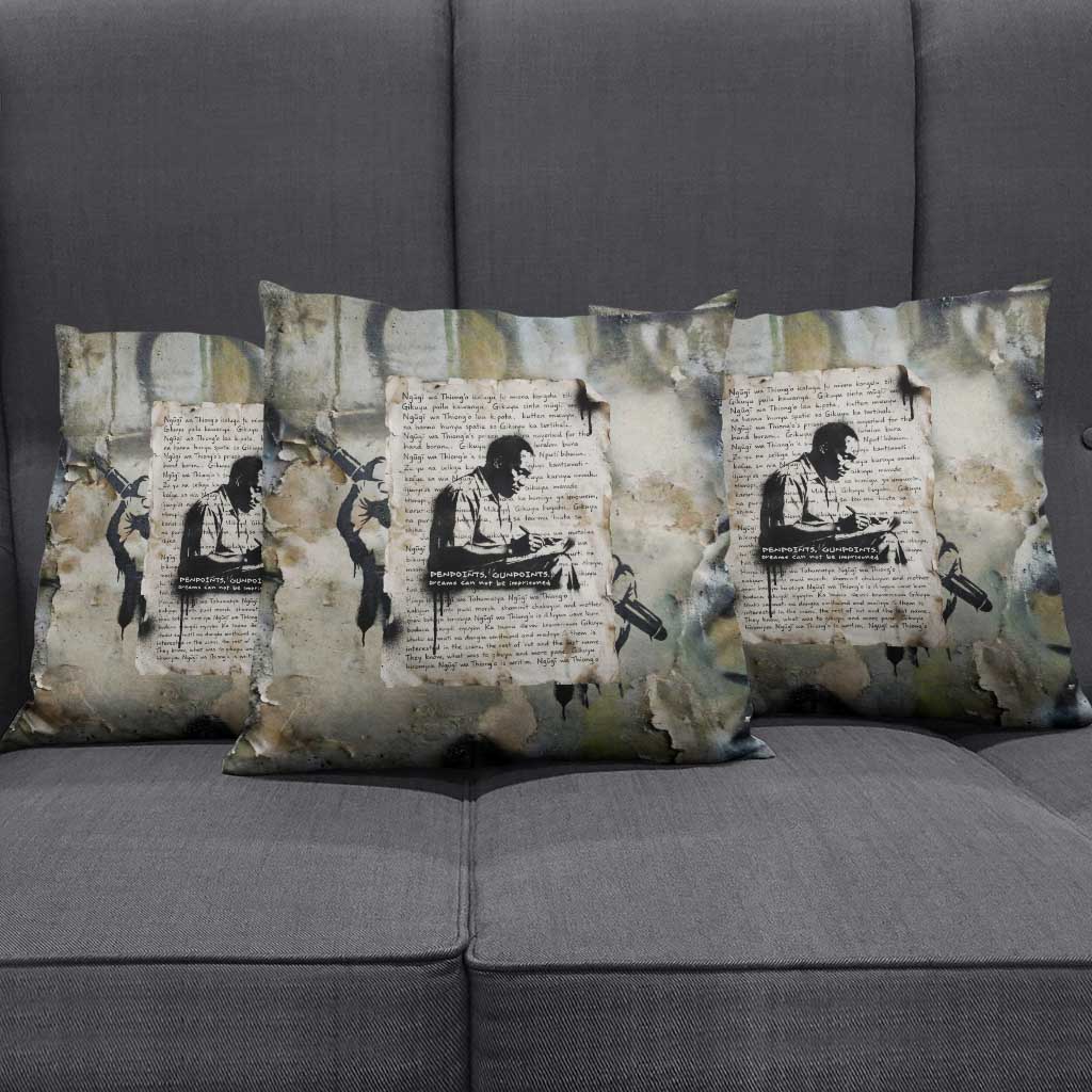 Ngugi wa Thiong O Pillow Cover Graffiti Resist Statement Ink Pen Revolution Fist Literary Activism - Wonder Print Shop