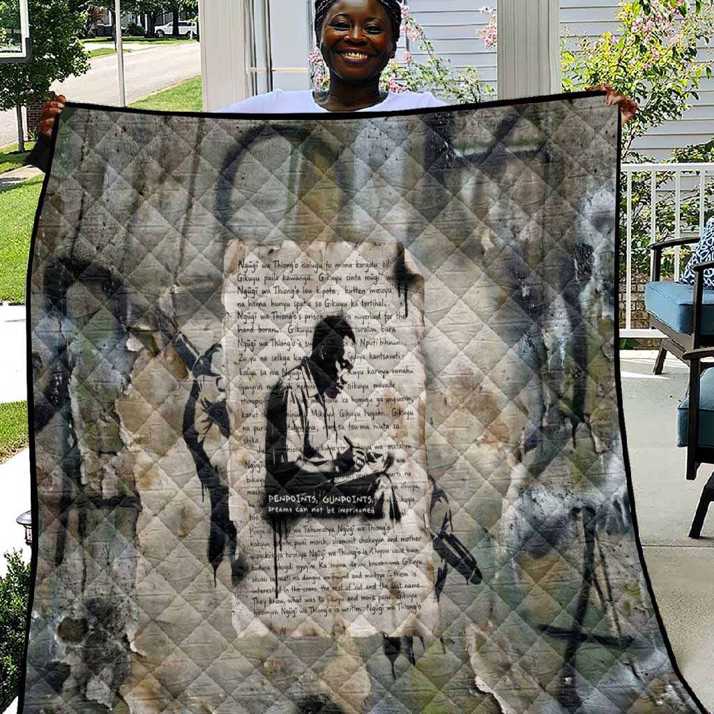 Ngugi wa Thiong O Quilt Graffiti Resist Statement Ink Pen Revolution Fist Literary Activism - Wonder Print Shop