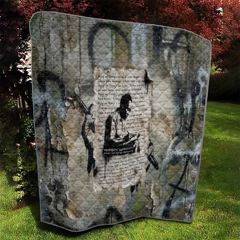 Ngugi wa Thiong O Quilt Graffiti Resist Statement Ink Pen Revolution Fist Literary Activism - Wonder Print Shop