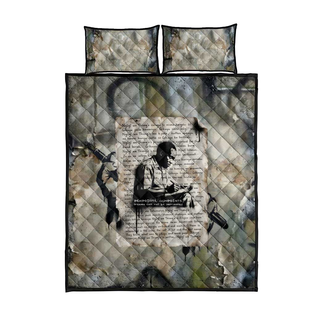 Ngugi wa Thiong O Quilt Bed Set Graffiti Resist Statement Ink Pen Revolution Fist Literary Activism - Wonder Print Shop