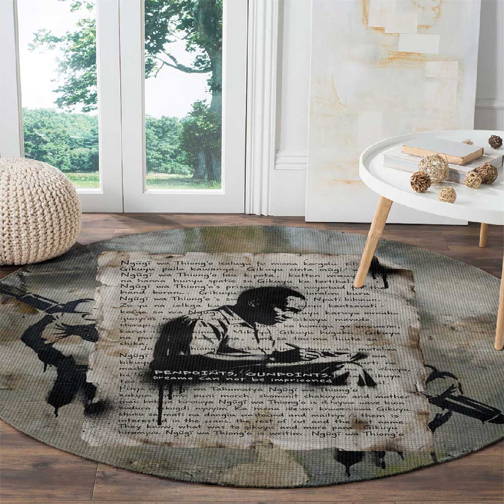 Ngugi wa Thiong O Round Carpet Graffiti Resist Statement Ink Pen Revolution Fist Literary Activism - Wonder Print Shop