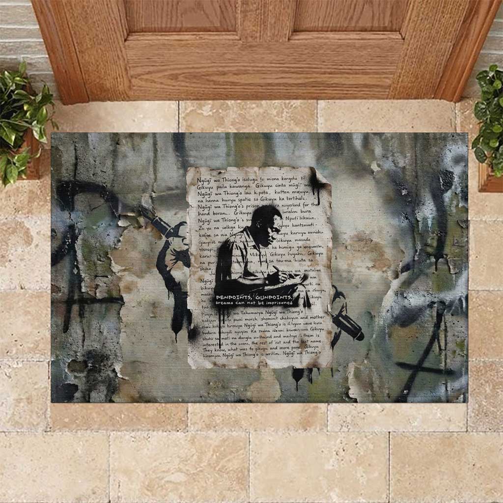 Ngugi wa Thiong O Rubber Doormat Graffiti Resist Statement Ink Pen Revolution Fist Literary Activism - Wonder Print Shop
