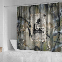 Ngugi wa Thiong O Shower Curtain Graffiti Resist Statement Ink Pen Revolution Fist Literary Activism - Wonder Print Shop