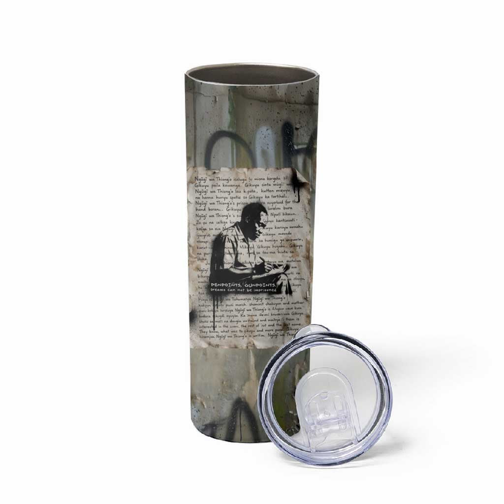 Ngugi wa Thiong O Skinny Tumbler Graffiti Resist Statement Ink Pen Revolution Fist Literary Activism - Wonder Print Shop