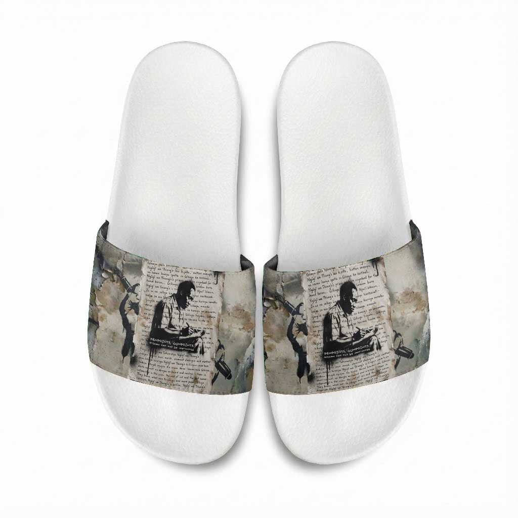 Ngugi wa Thiong O Slide Sandals Graffiti Resist Statement Ink Pen Revolution Fist Literary Activism - Wonder Print Shop