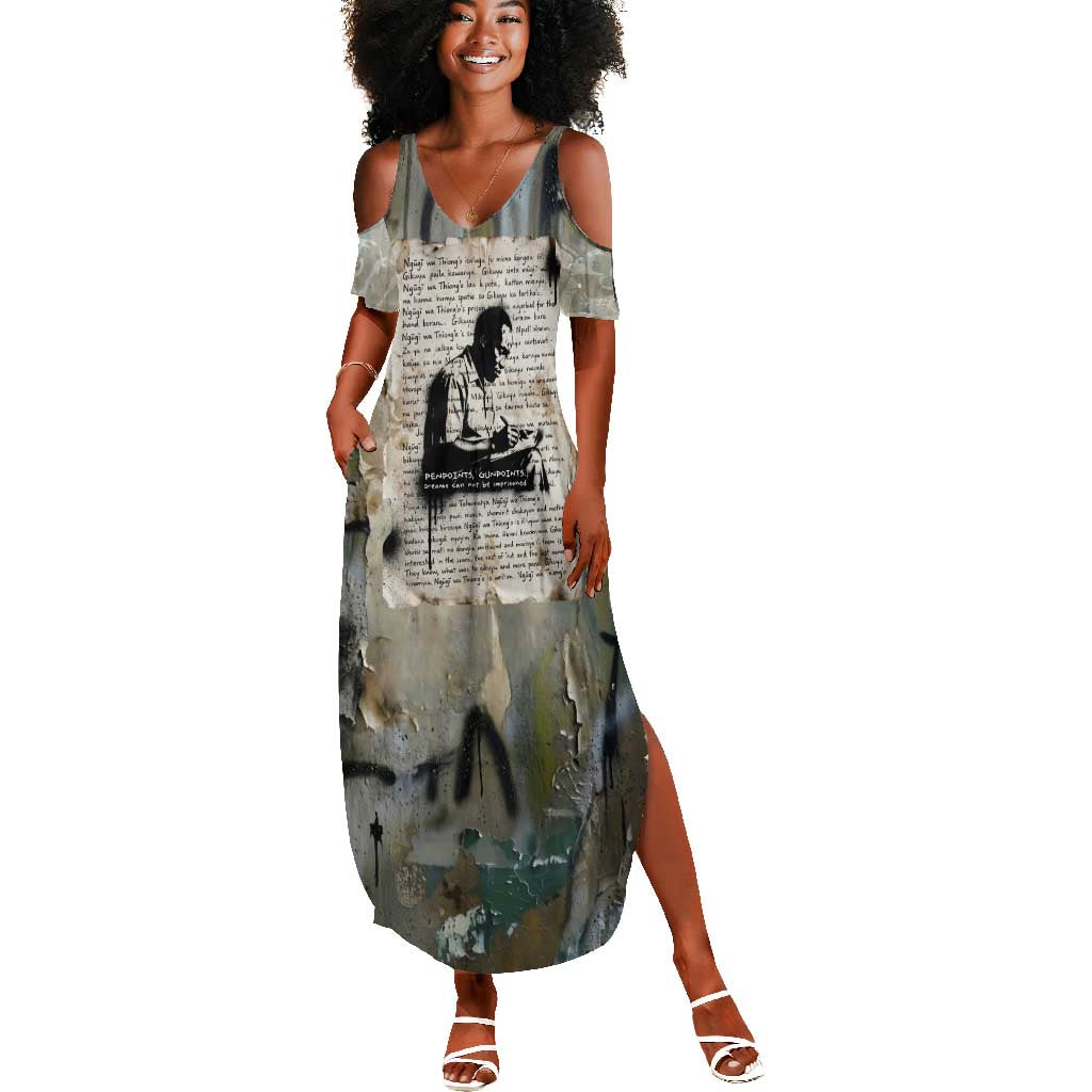 Ngugi wa Thiong O Summer Maxi Dress Graffiti Resist Statement Ink Pen Revolution Fist Literary Activism - Wonder Print Shop
