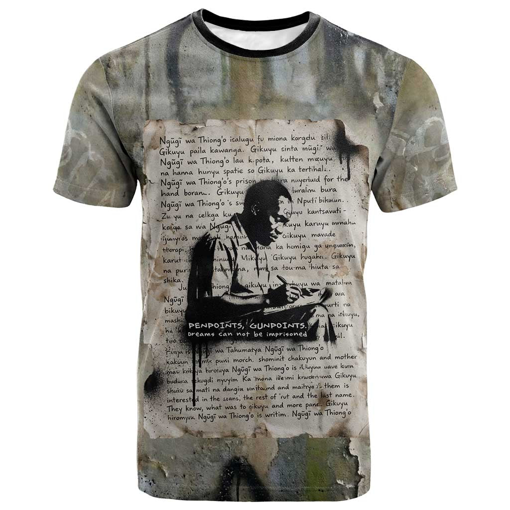 Ngugi wa Thiong O T shirt Graffiti Resist Statement Ink Pen Revolution Fist Literary Activism - Wonder Print Shop