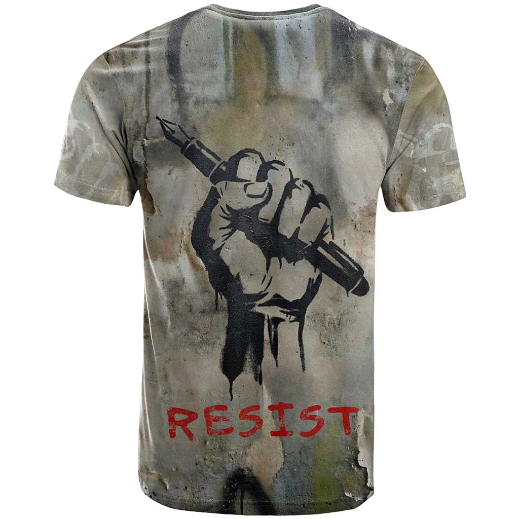 Ngugi wa Thiong O T shirt Graffiti Resist Statement Ink Pen Revolution Fist Literary Activism - Wonder Print Shop
