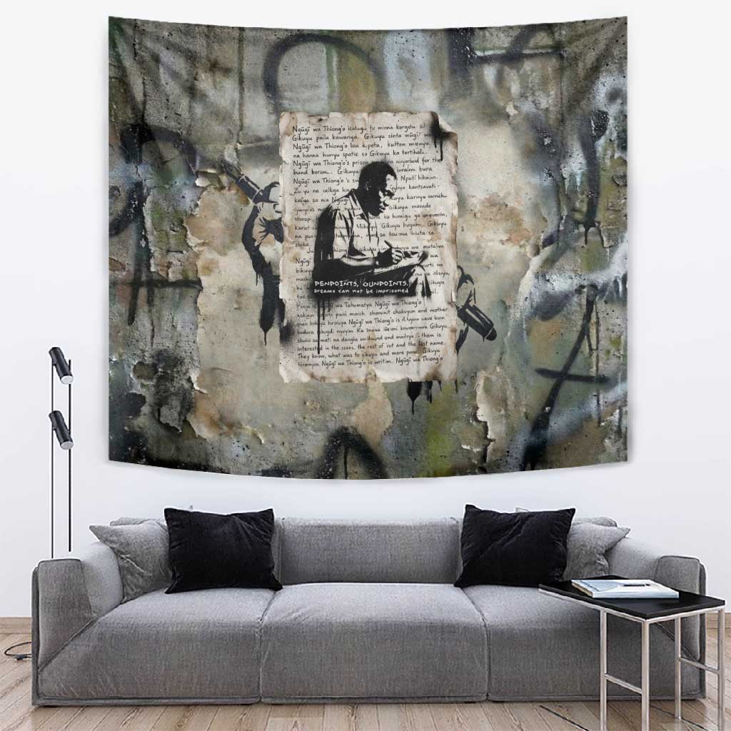 Ngugi wa Thiong O Tapestry Graffiti Resist Statement Ink Pen Revolution Fist Literary Activism - Wonder Print Shop