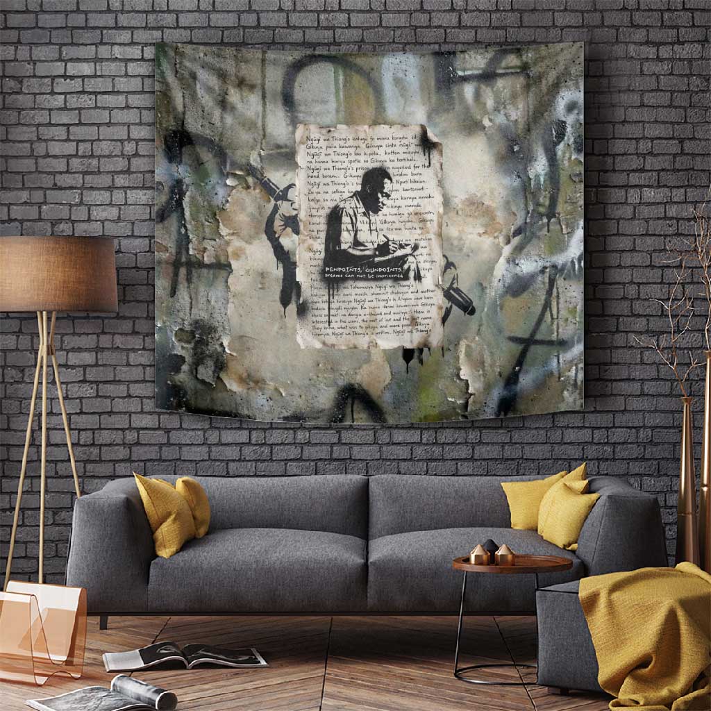 Ngugi wa Thiong O Tapestry Graffiti Resist Statement Ink Pen Revolution Fist Literary Activism - Wonder Print Shop