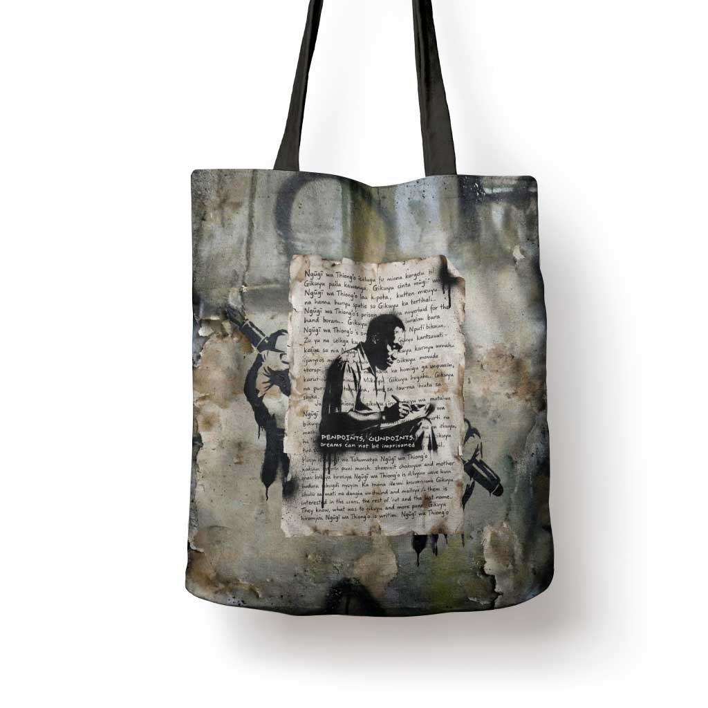 Ngugi wa Thiong O Tote Bag Graffiti Resist Statement Ink Pen Revolution Fist Literary Activism - Wonder Print Shop