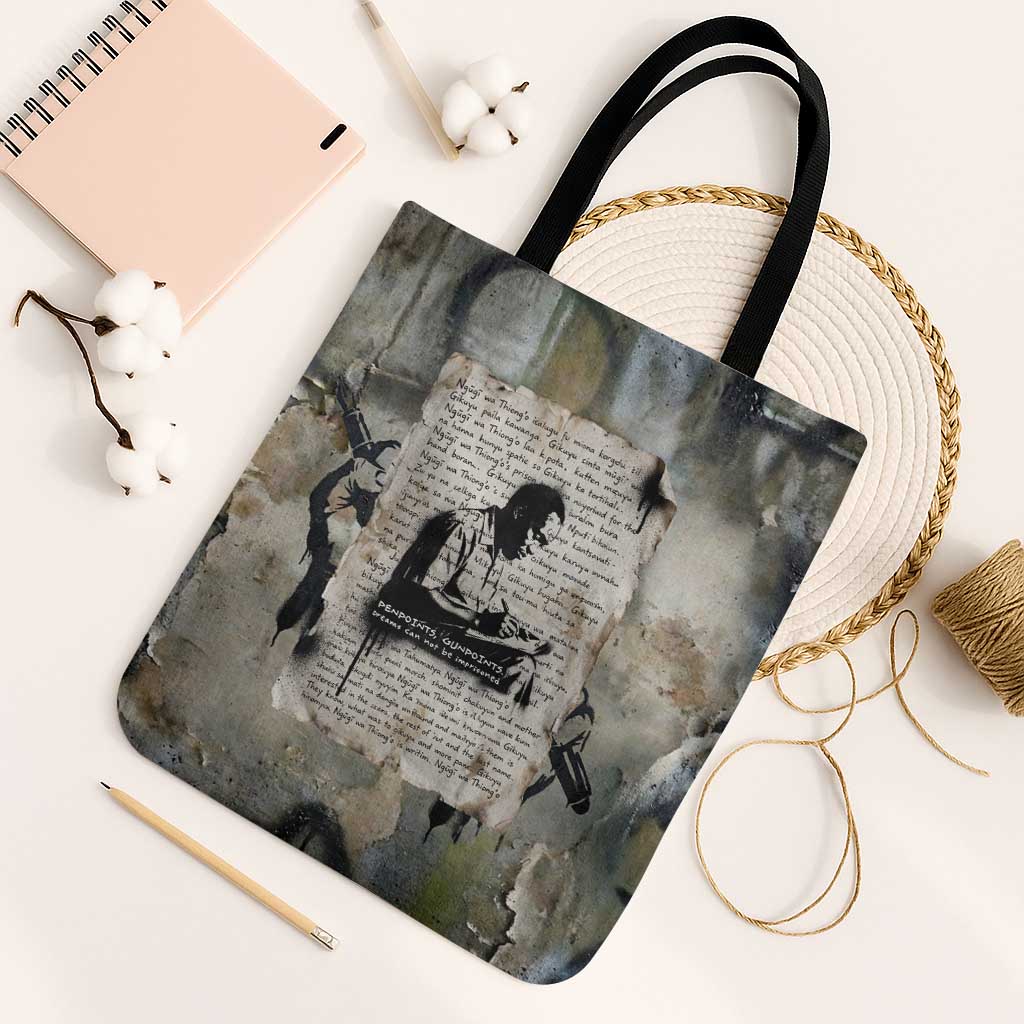 Ngugi wa Thiong O Tote Bag Graffiti Resist Statement Ink Pen Revolution Fist Literary Activism - Wonder Print Shop