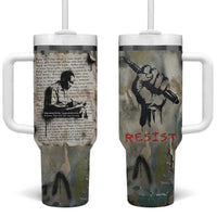 Ngugi wa Thiong O Tumbler With Handle Graffiti Resist Statement Ink Pen Revolution Fist Literary Activism - Wonder Print Shop