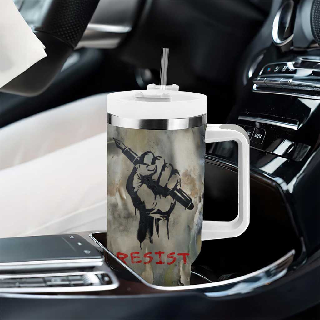 Ngugi wa Thiong O Tumbler With Handle Graffiti Resist Statement Ink Pen Revolution Fist Literary Activism - Wonder Print Shop