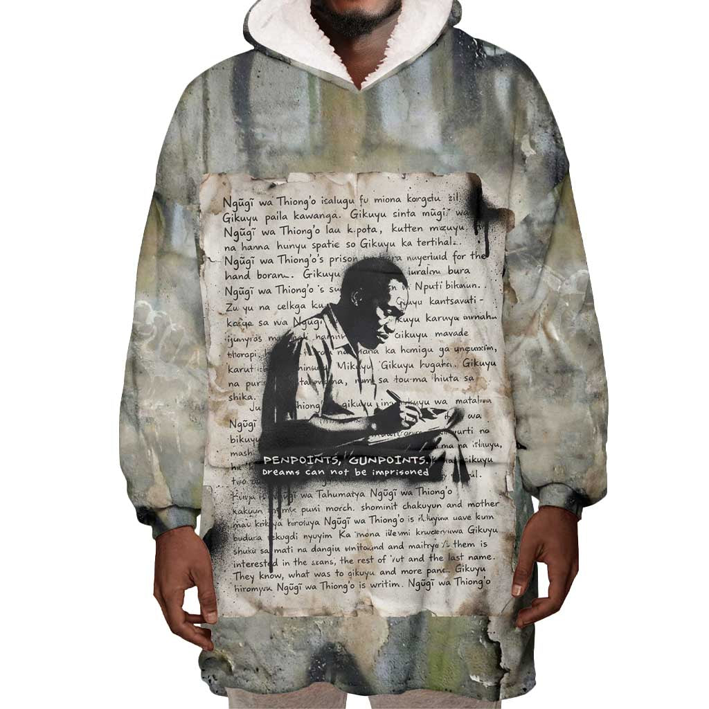 Ngugi wa Thiong O Wearable Blanket Hoodie Graffiti Resist Statement Ink Pen Revolution Fist Literary Activism - Wonder Print Shop