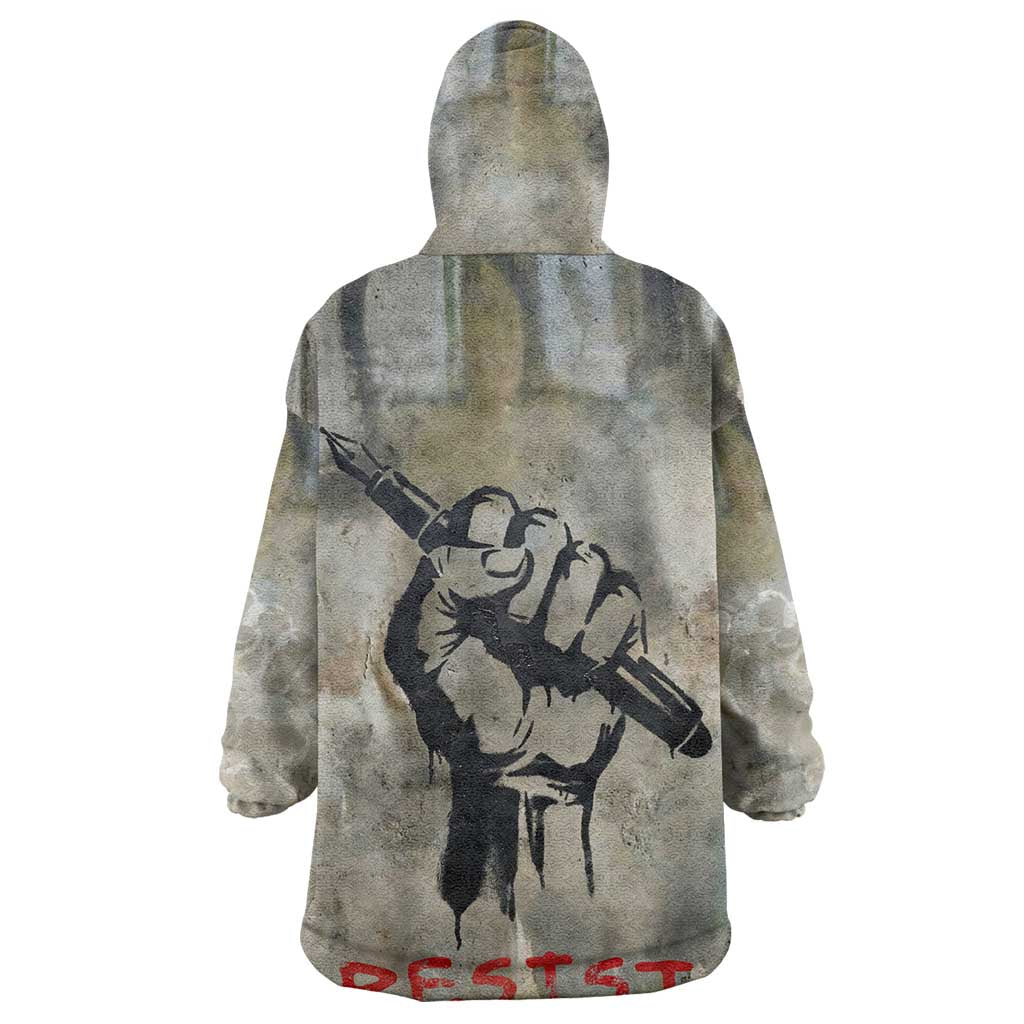 Ngugi wa Thiong O Wearable Blanket Hoodie Graffiti Resist Statement Ink Pen Revolution Fist Literary Activism - Wonder Print Shop