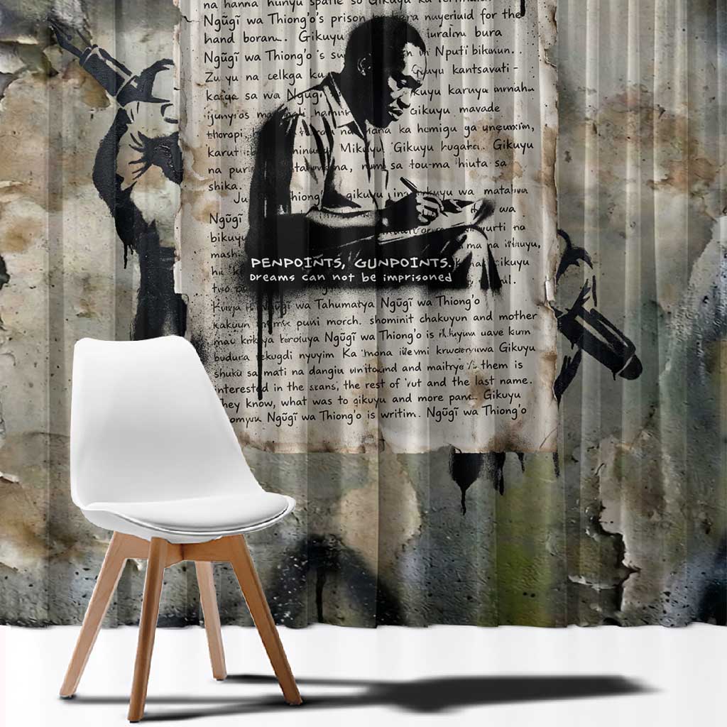 Ngugi wa Thiong O Window Curtain Graffiti Resist Statement Ink Pen Revolution Fist Literary Activism - Wonder Print Shop