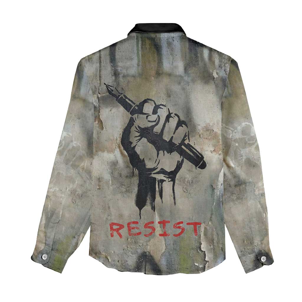 Ngugi wa Thiong O Women Casual Shirt Graffiti Resist Statement Ink Pen Revolution Fist Literary Activism - Wonder Print Shop