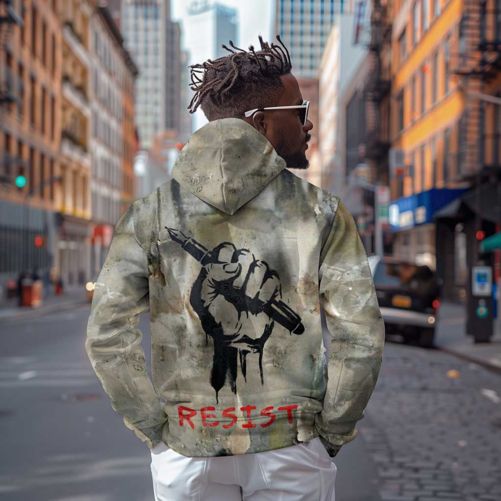 Ngugi wa Thiong O Zip Hoodie Graffiti Resist Statement Ink Pen Revolution Fist Literary Activism - Wonder Print Shop