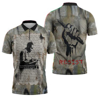 Ngugi wa Thiong O Zipper Polo Shirt Graffiti Resist Statement Ink Pen Revolution Fist Literary Activism - Wonder Print Shop
