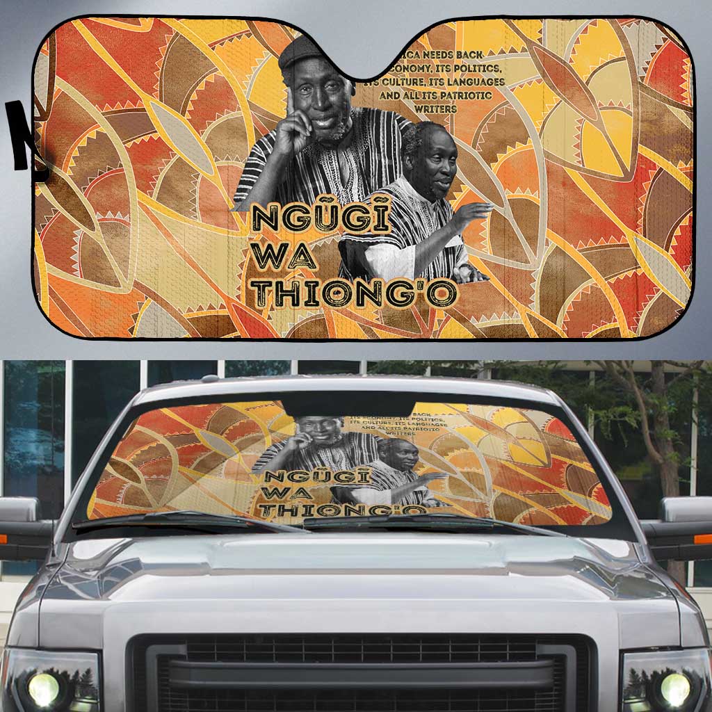 Ngugi wa Thiong O Auto Sun Shade African Literary Icon Portrait Cultural Revival - Wonder Print Shop