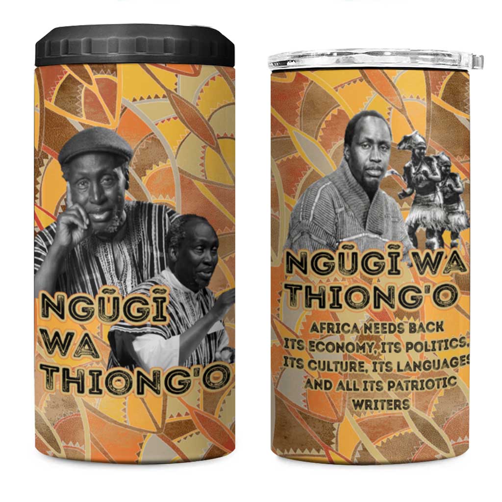 Ngugi wa Thiong O 4 in 1 Can Cooler Tumbler African Literary Icon Portrait Cultural Revival - Wonder Print Shop