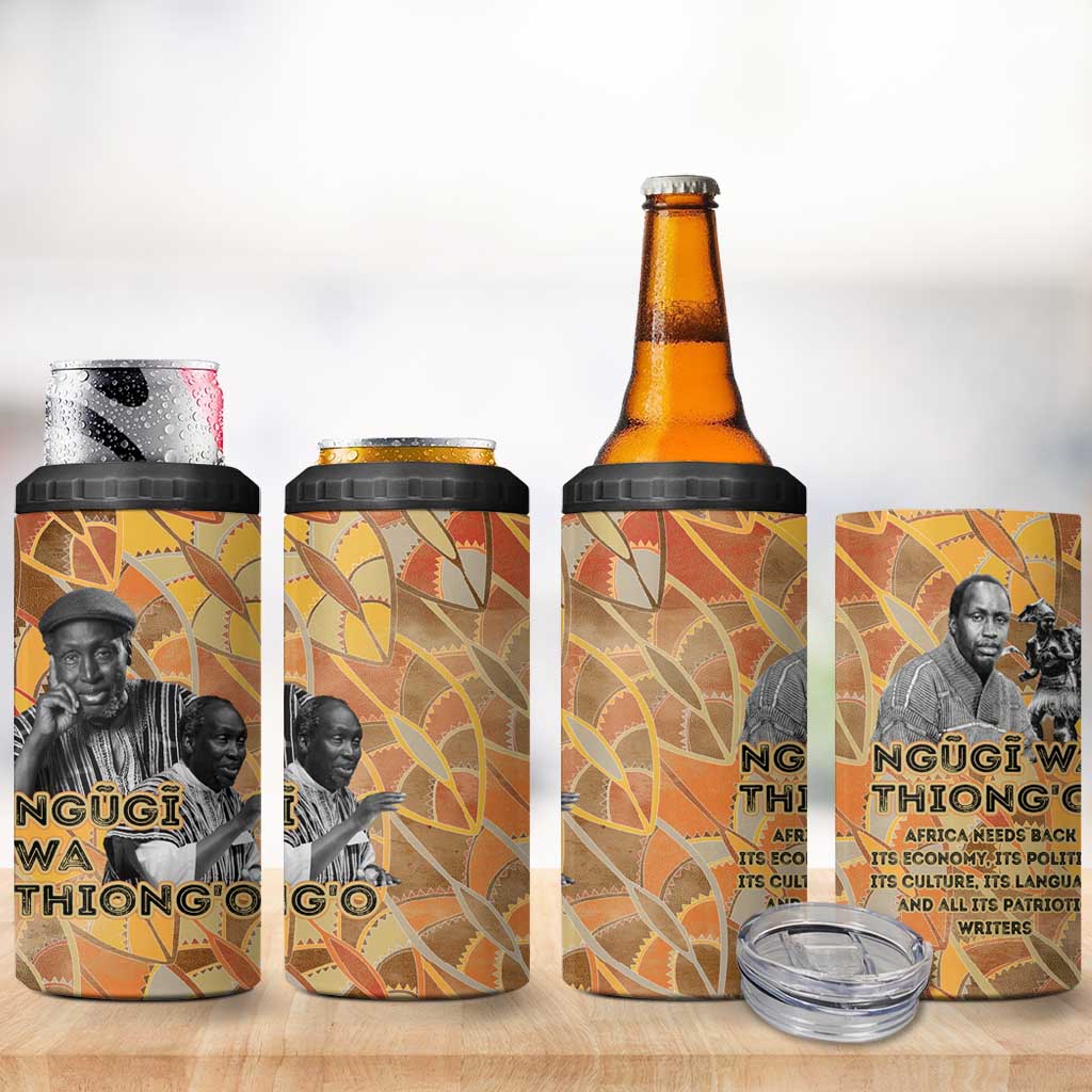 Ngugi wa Thiong O 4 in 1 Can Cooler Tumbler African Literary Icon Portrait Cultural Revival - Wonder Print Shop
