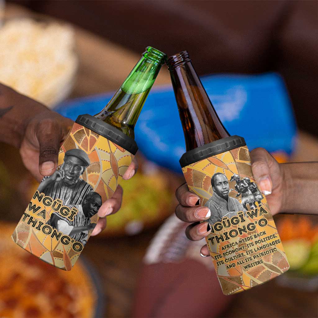 Ngugi wa Thiong O 4 in 1 Can Cooler Tumbler African Literary Icon Portrait Cultural Revival - Wonder Print Shop