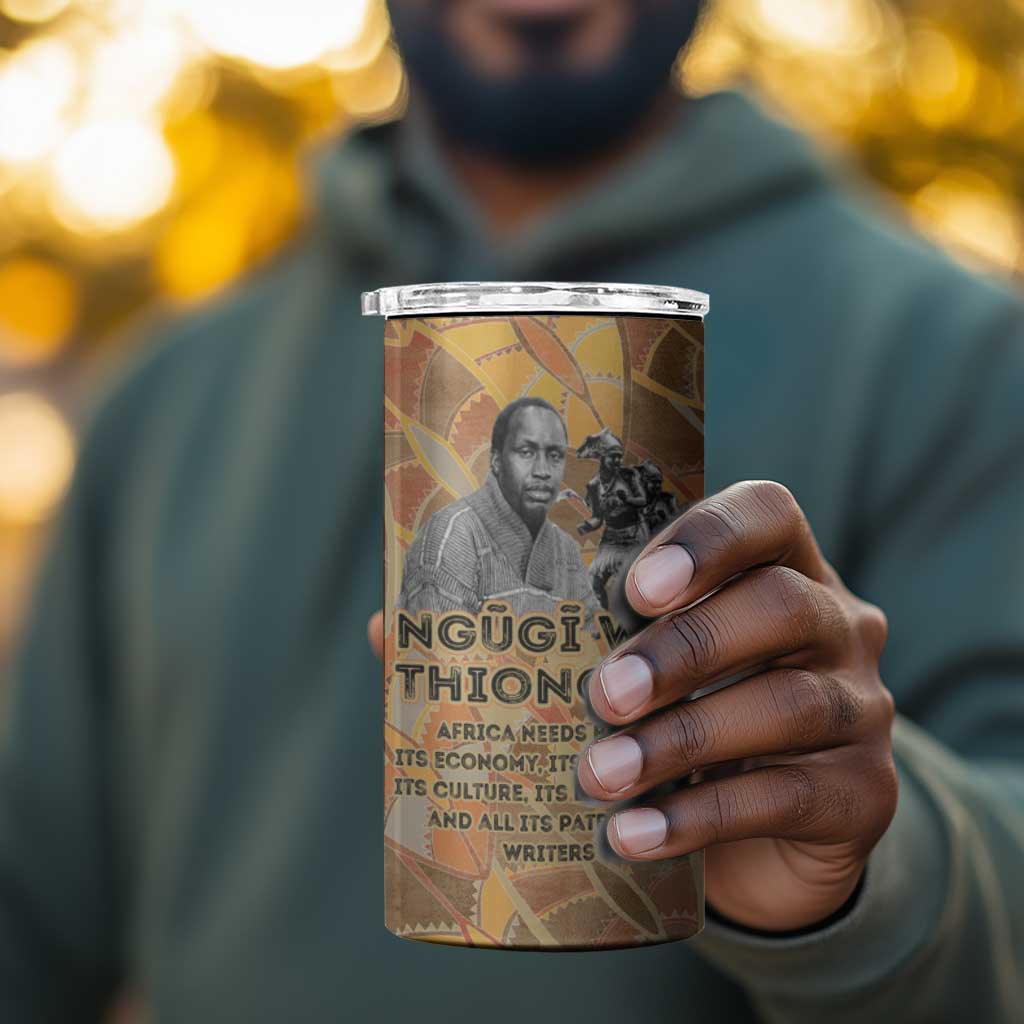 Ngugi wa Thiong O 4 in 1 Can Cooler Tumbler African Literary Icon Portrait Cultural Revival - Wonder Print Shop