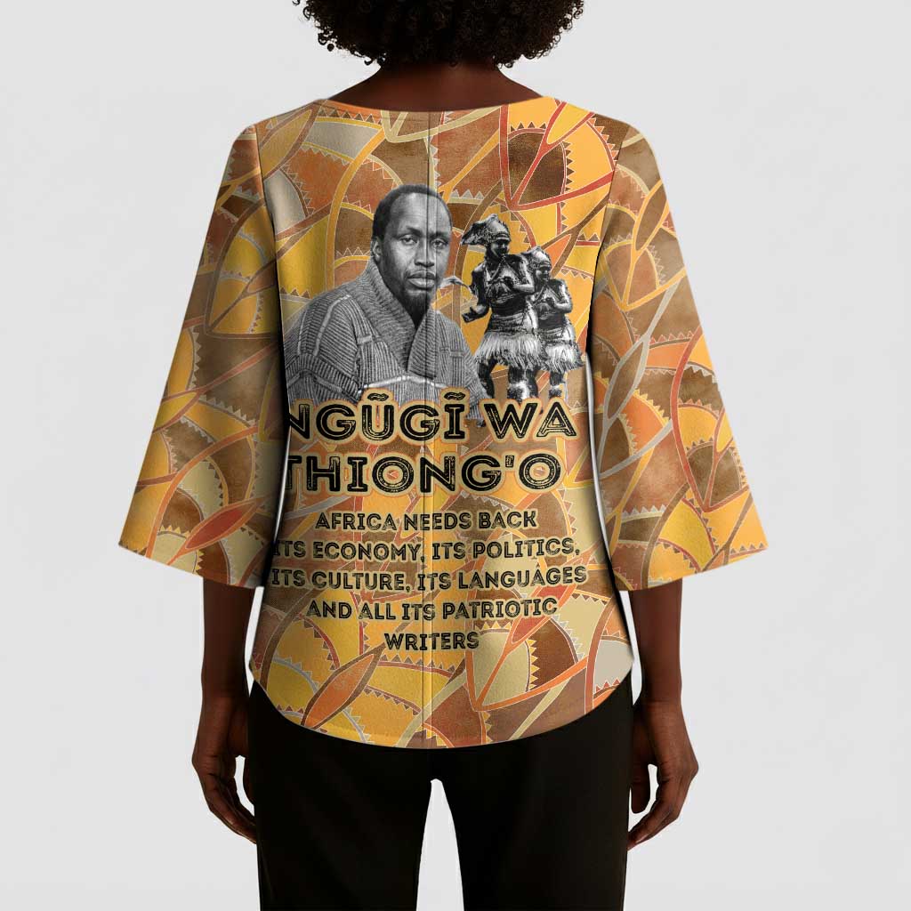 Ngugi wa Thiong O Kimono Sleeve Blouse African Literary Icon Portrait Cultural Revival - Wonder Print Shop
