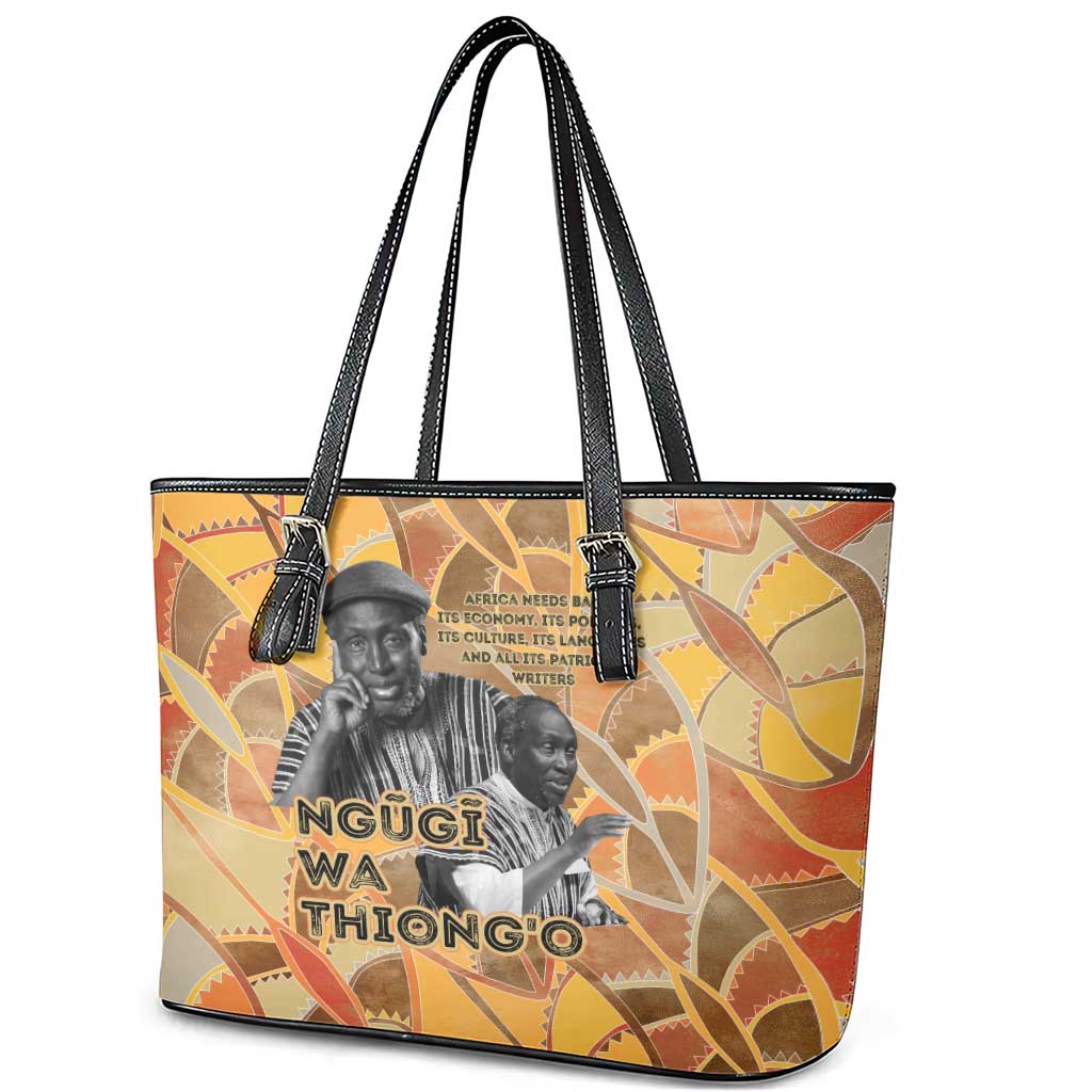 Ngugi wa Thiong O Leather Tote Bag African Literary Icon Portrait Cultural Revival - Wonder Print Shop