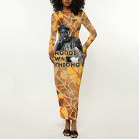 Ngugi wa Thiong O Long Sleeve Bodycon Dress African Literary Icon Portrait Cultural Revival - Wonder Print Shop