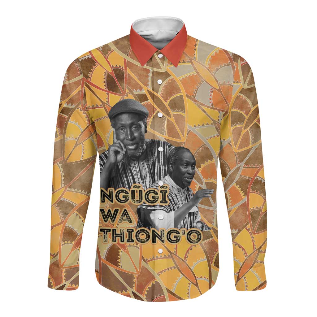 Ngugi wa Thiong O Long Sleeve Button Shirt African Literary Icon Portrait Cultural Revival - Wonder Print Shop