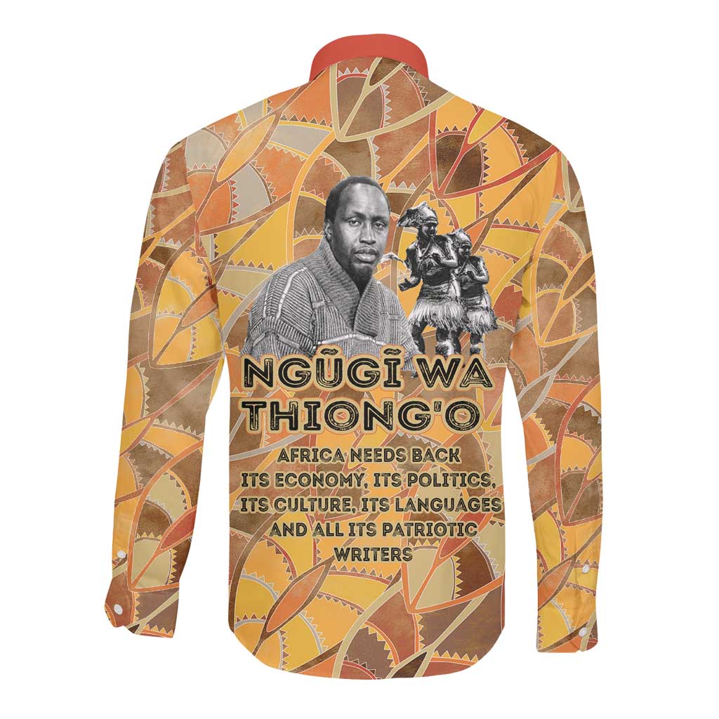 Ngugi wa Thiong O Long Sleeve Button Shirt African Literary Icon Portrait Cultural Revival - Wonder Print Shop
