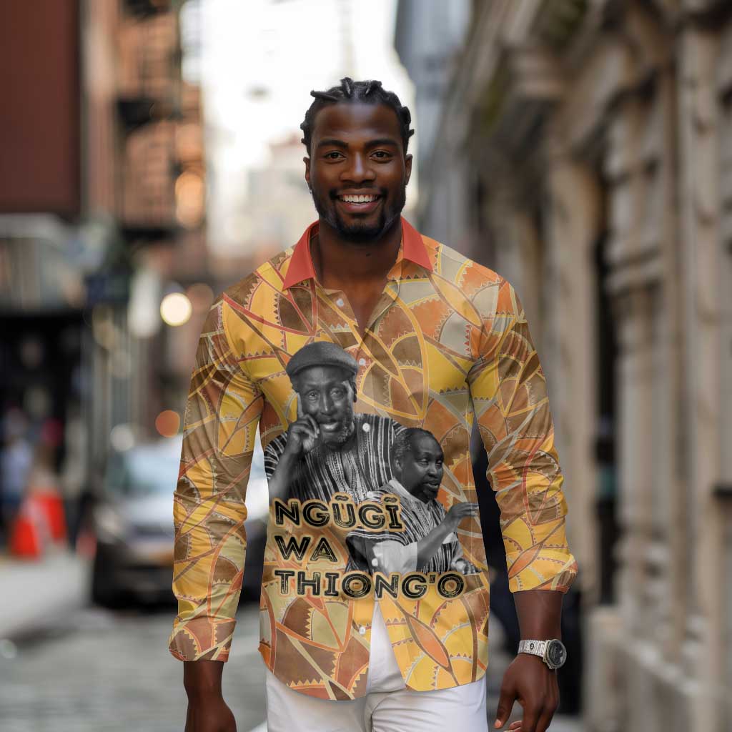 Ngugi wa Thiong O Long Sleeve Button Shirt African Literary Icon Portrait Cultural Revival - Wonder Print Shop