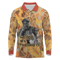 Ngugi wa Thiong O Long Sleeve Polo Shirt African Literary Icon Portrait Cultural Revival - Wonder Print Shop