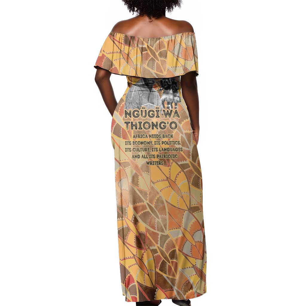 Ngugi wa Thiong O Off Shoulder Maxi Dress African Literary Icon Portrait Cultural Revival - Wonder Print Shop