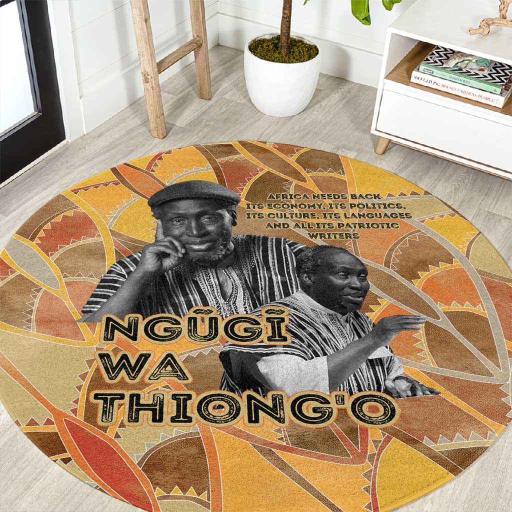 Ngugi wa Thiong O Round Carpet African Literary Icon Portrait Cultural Revival - Wonder Print Shop