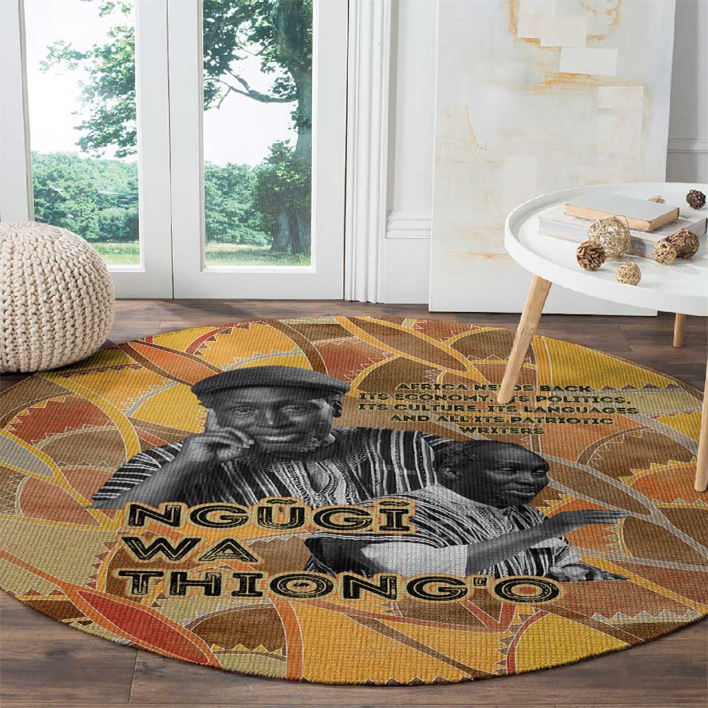 Ngugi wa Thiong O Round Carpet African Literary Icon Portrait Cultural Revival - Wonder Print Shop