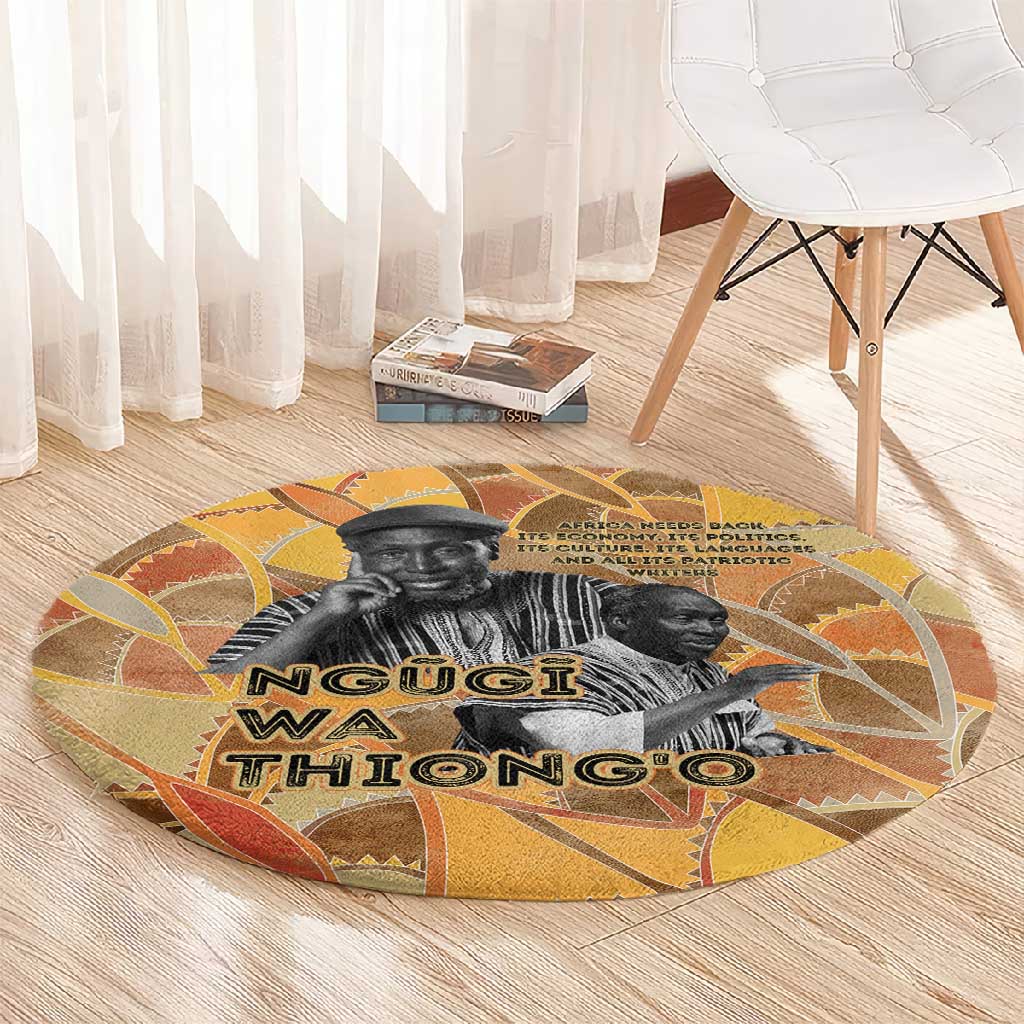 Ngugi wa Thiong O Round Carpet African Literary Icon Portrait Cultural Revival - Wonder Print Shop