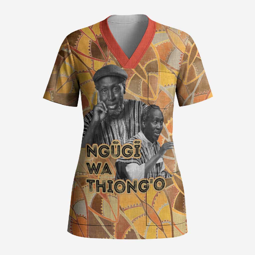 Ngugi wa Thiong O Scrub Top African Literary Icon Portrait Cultural Revival - Wonder Print Shop