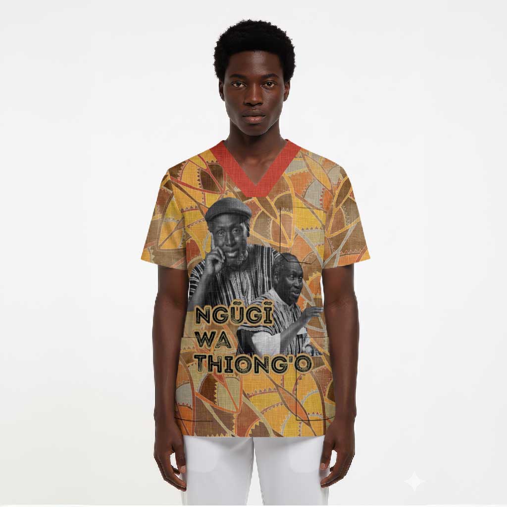Ngugi wa Thiong O Scrub Top African Literary Icon Portrait Cultural Revival - Wonder Print Shop