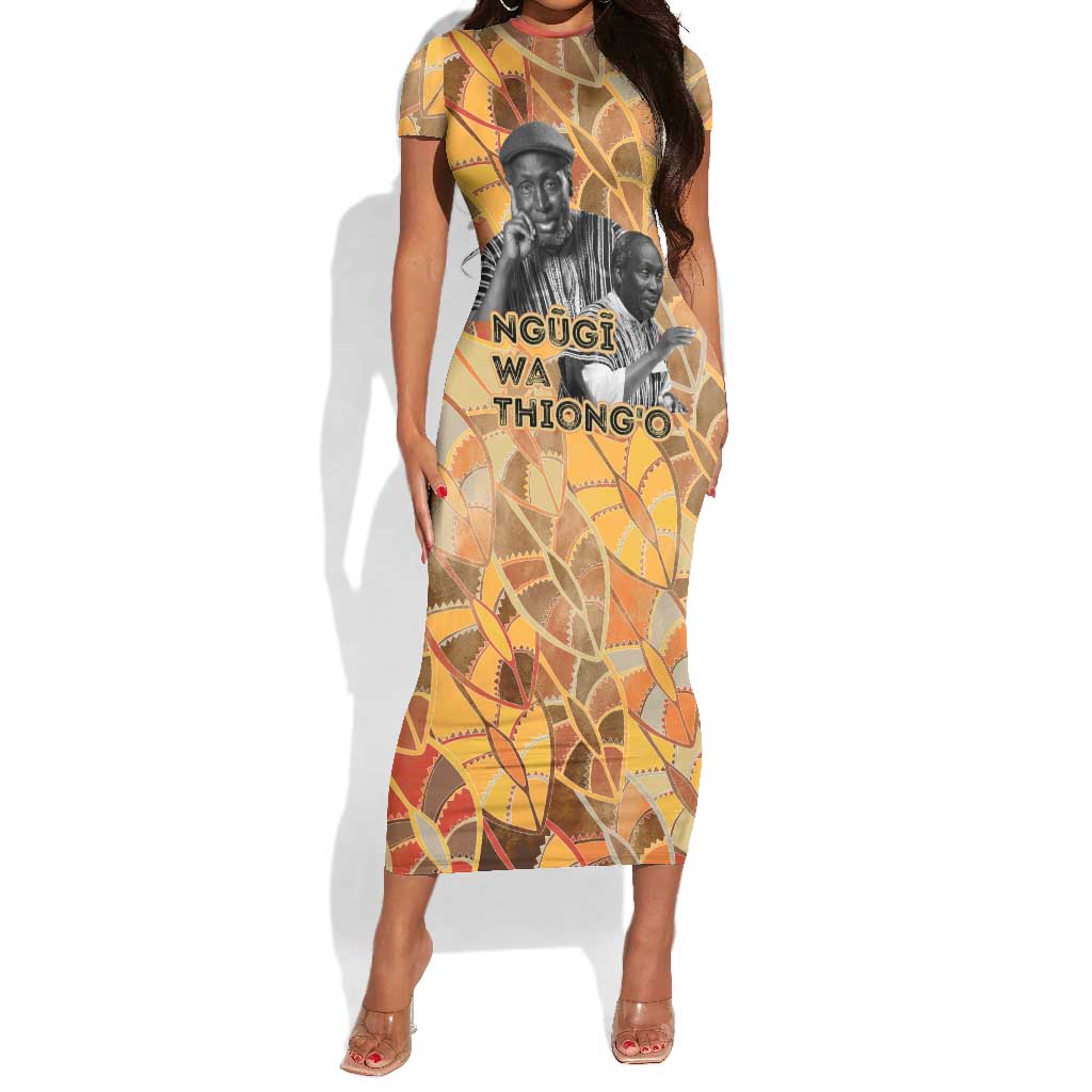 Ngugi wa Thiong O Short Sleeve Bodycon Dress African Literary Icon Portrait Cultural Revival - Wonder Print Shop