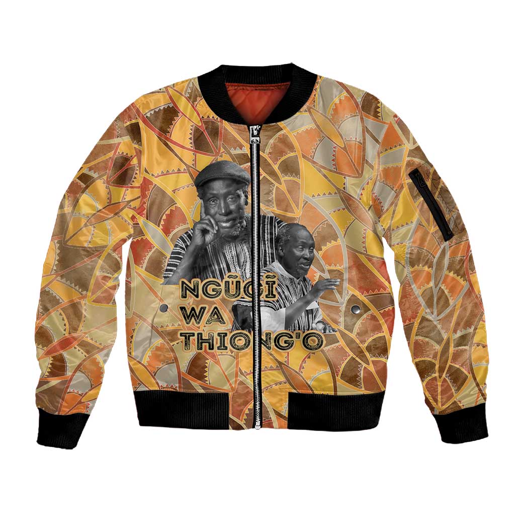 Ngugi wa Thiong O Sleeve Zip Bomber Jacket African Literary Icon Portrait Cultural Revival - Wonder Print Shop