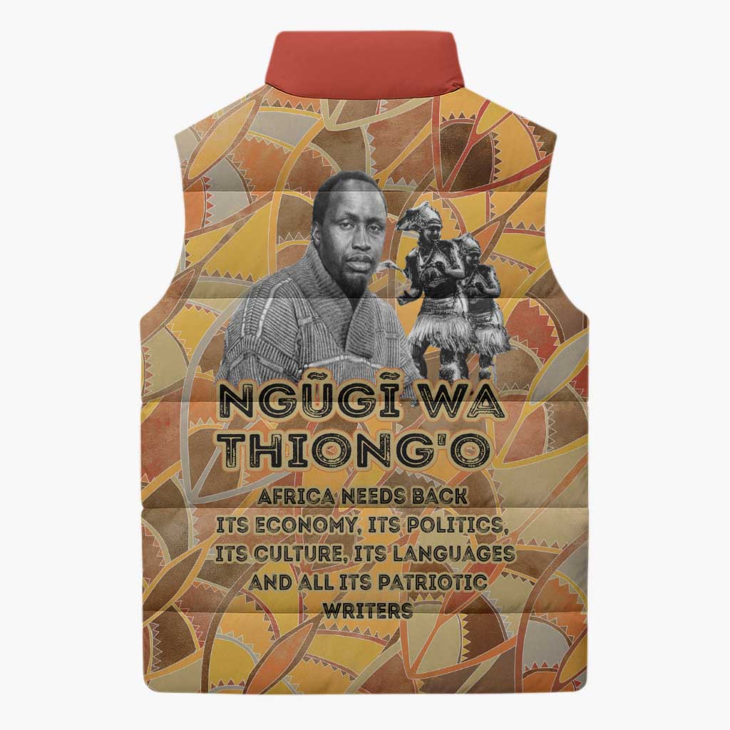 Ngugi wa Thiong O Sleeveless Puffer Jacket African Literary Icon Portrait Cultural Revival - Wonder Print Shop