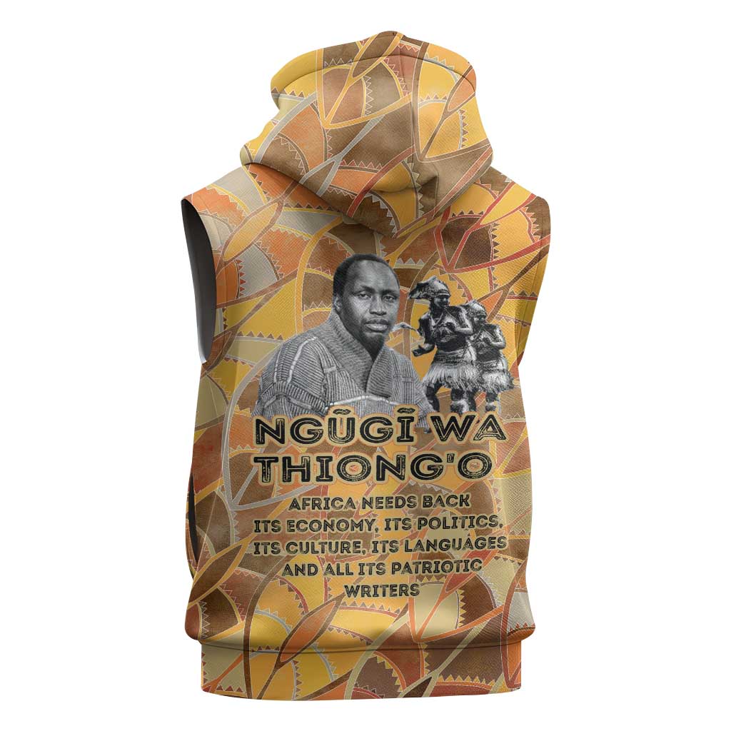 Ngugi wa Thiong O Sleeveless Zip Hoodie African Literary Icon Portrait Cultural Revival - Wonder Print Shop