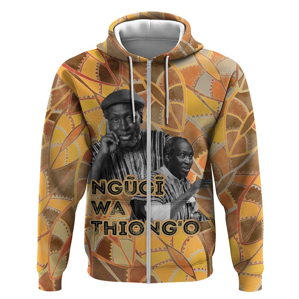 Ngugi wa Thiong O Zip Hoodie African Literary Icon Portrait Cultural Revival - Wonder Print Shop
