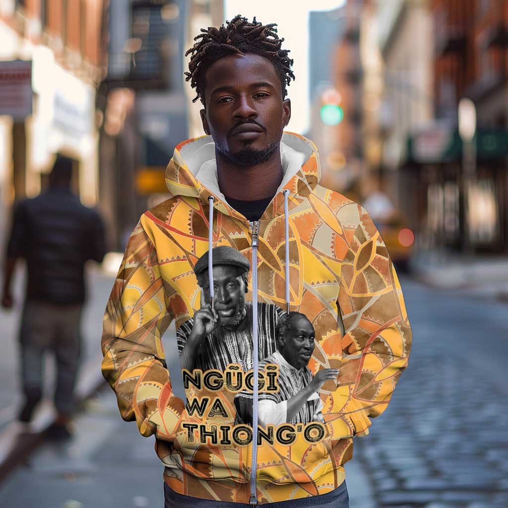 Ngugi wa Thiong O Zip Hoodie African Literary Icon Portrait Cultural Revival - Wonder Print Shop