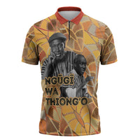 Ngugi wa Thiong O Zipper Polo Shirt African Literary Icon Portrait Cultural Revival - Wonder Print Shop